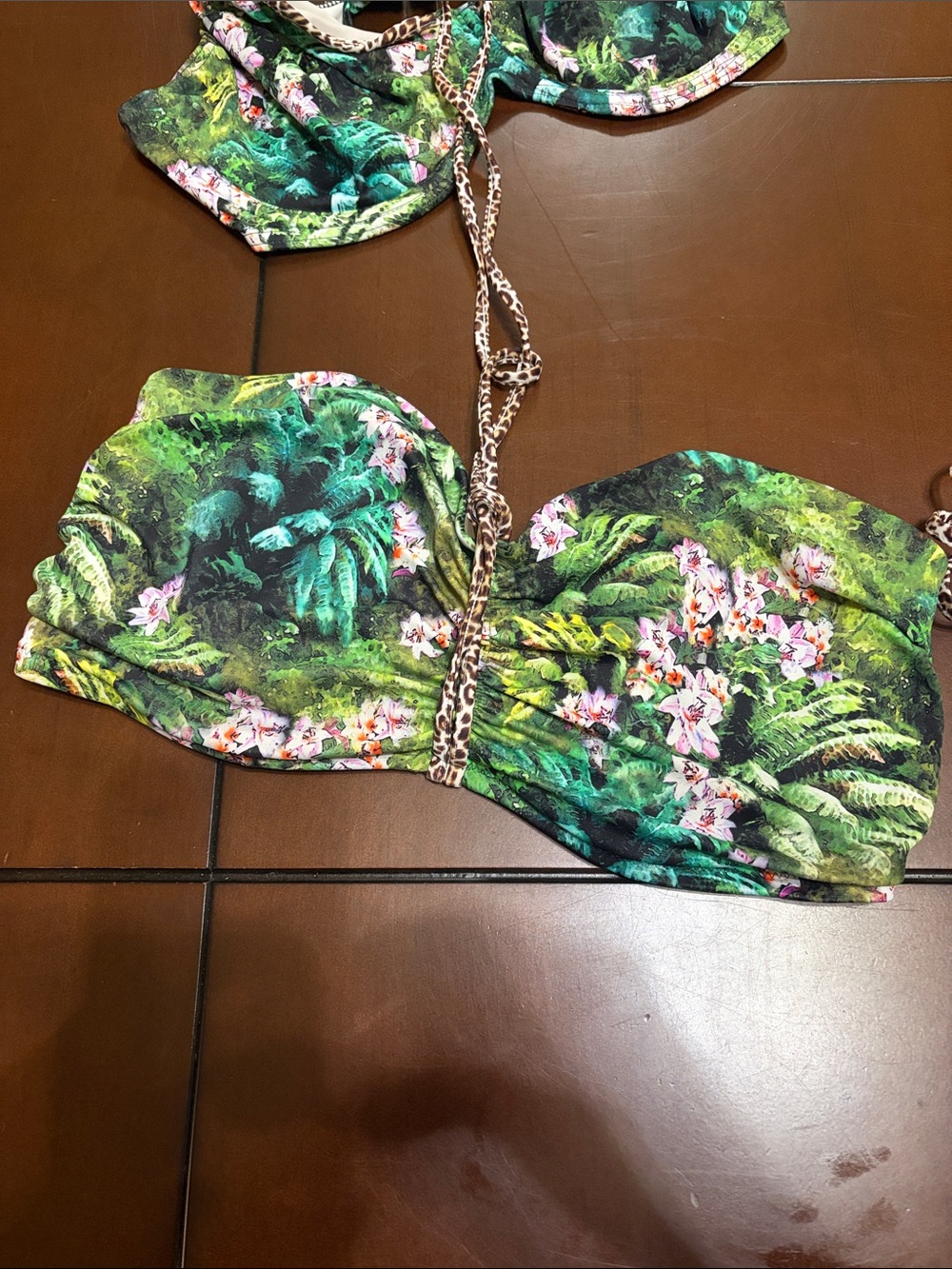 Freya Green Tropical Floral Bikini Set with Pink Accents 3 pieces - Picture 4 of 9